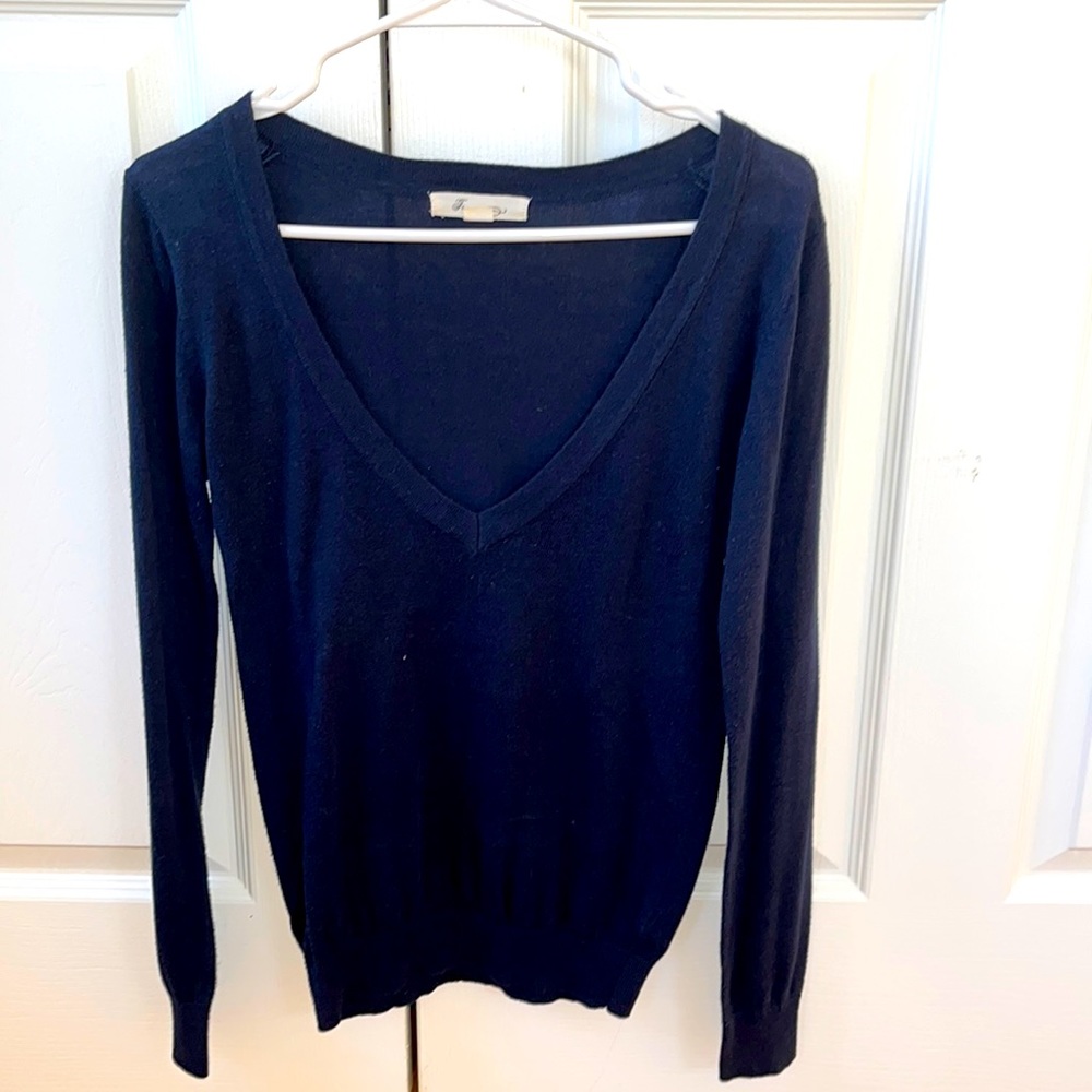 Navy Blue Sweater Long Sleeve T-Shirt